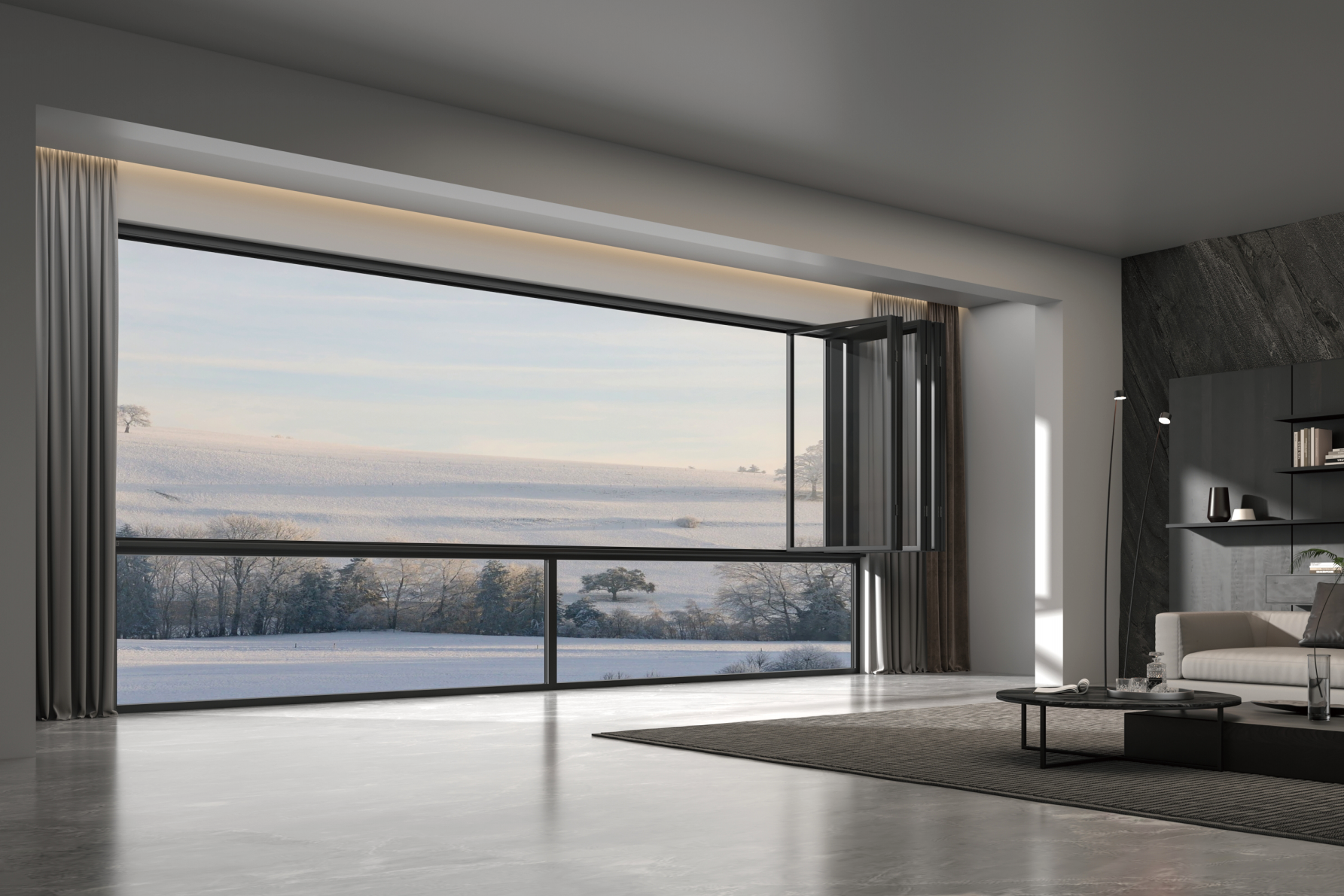 Multi panel aluminum folding door