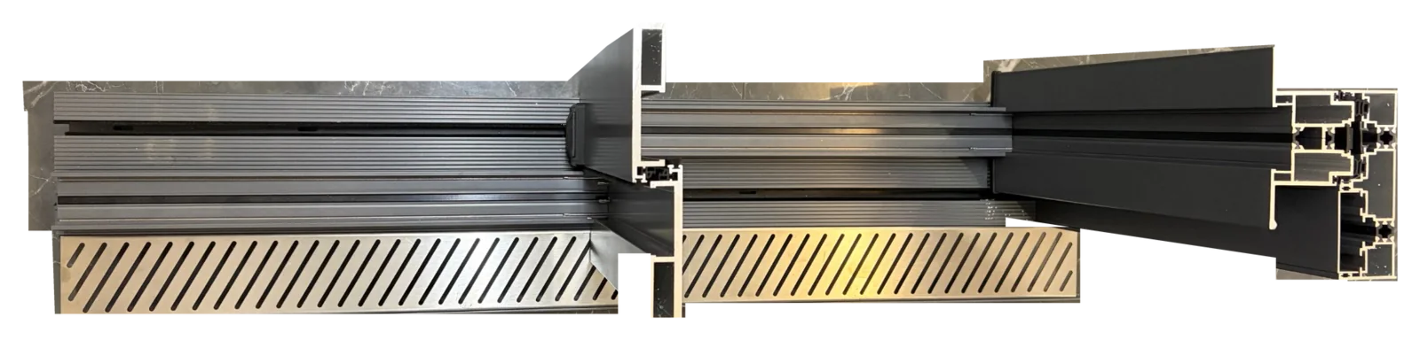 150 panoramic door threshold and drainage track components