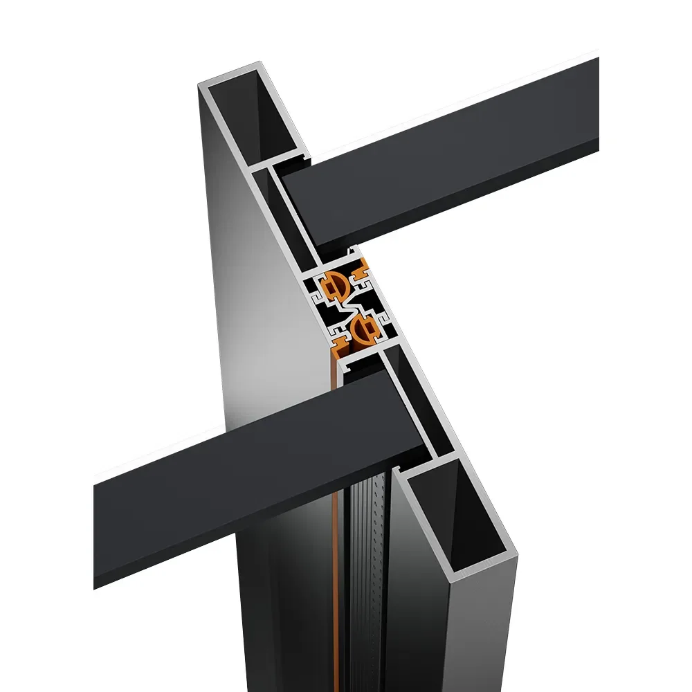 Slim interlock corner detail of the 40 Series aluminum sliding system