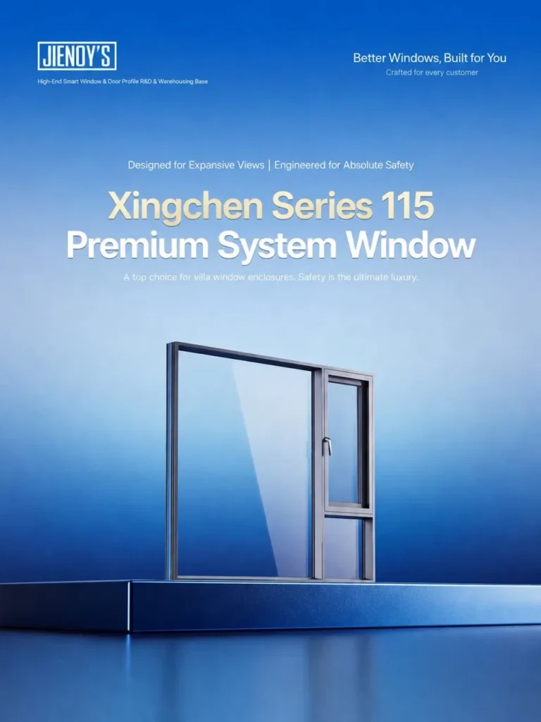 MT 115 premium aluminium casement window system for villa projects