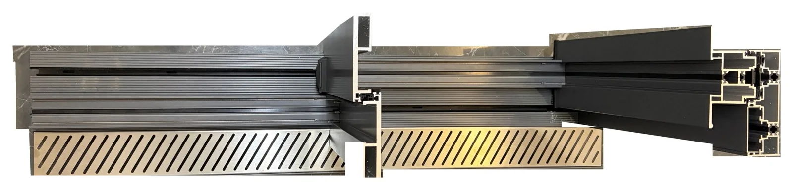 130 Series lift-slide track for a motorized premium balcony door