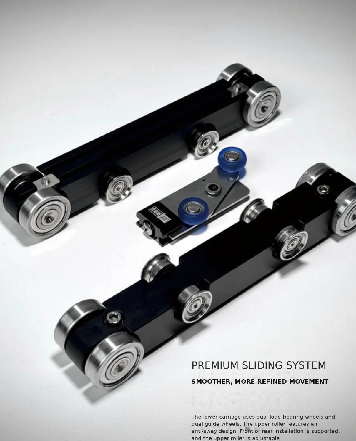 Heavy-duty roller hardware matched to the MT Flying 150 Series sliding door extrusion
