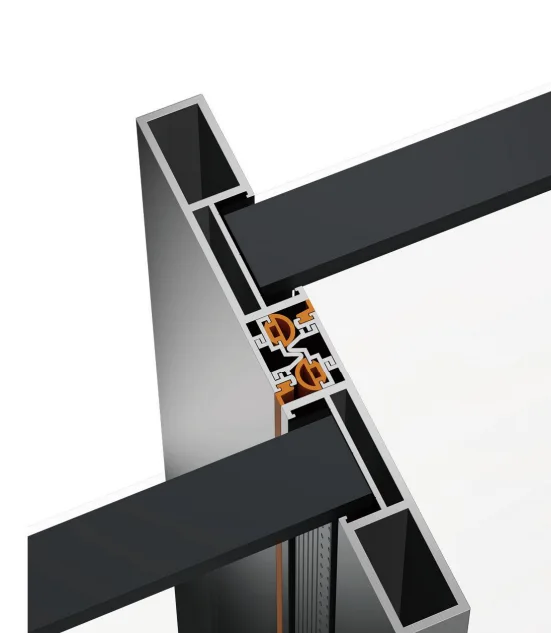 Illustrated interlock section of the 150 panoramic sliding door system