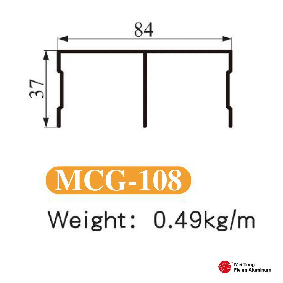 Wardrobe Door Panel Profile A Type - 5-6mm Glass - MCG-108