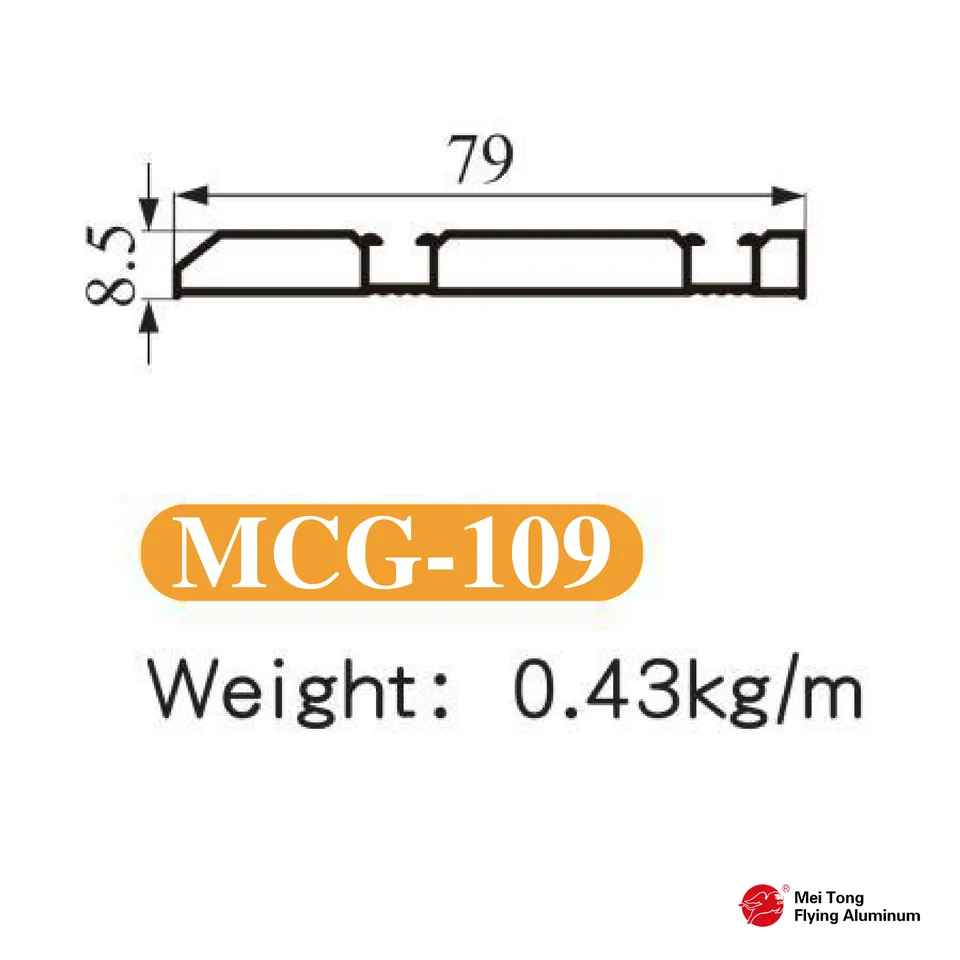 Wardrobe Door Panel Profile A Type - 5-6mm Glass - MCG-109