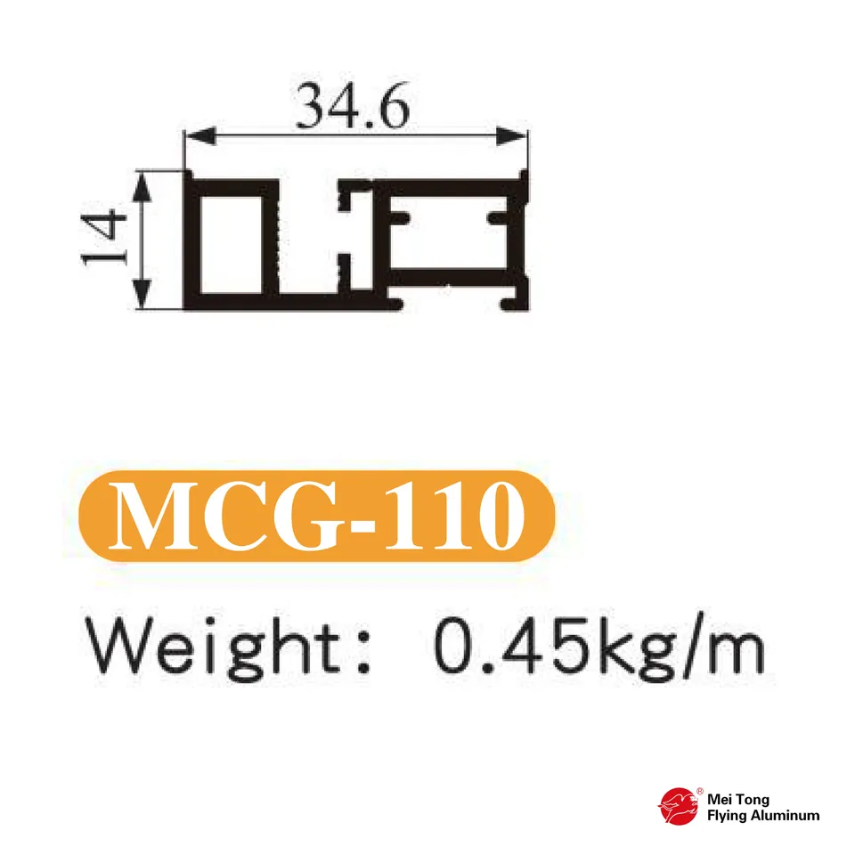 Wardrobe Door Panel Profile A Type - 5-6mm Glass - MCG-110