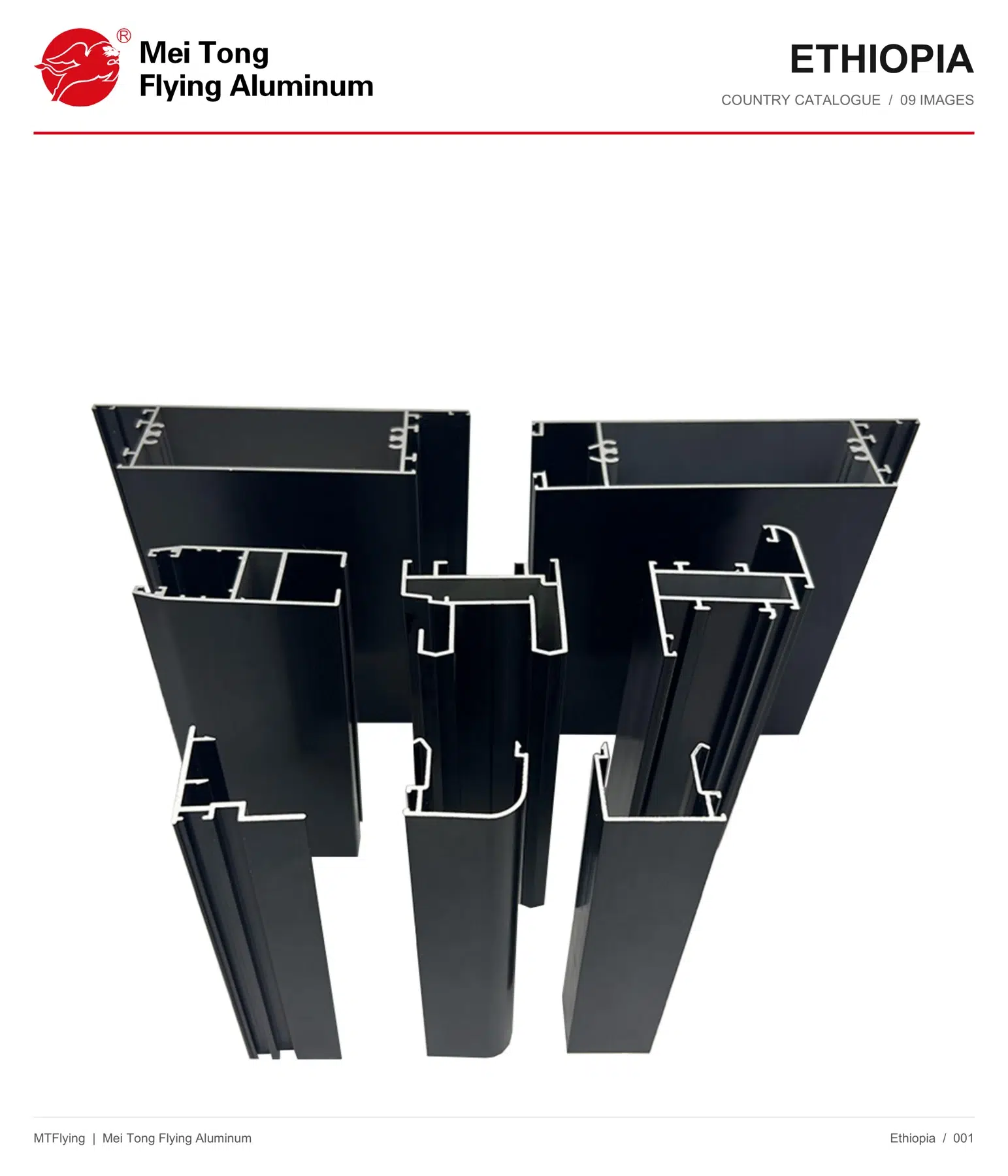 MT Flying aluminum profile samples from the Ethiopia catalogue