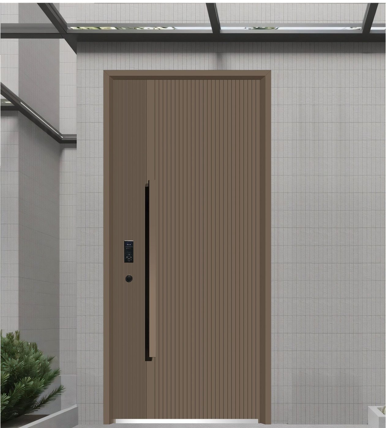 Bronze fluted single aluminum entry door JNW-0009