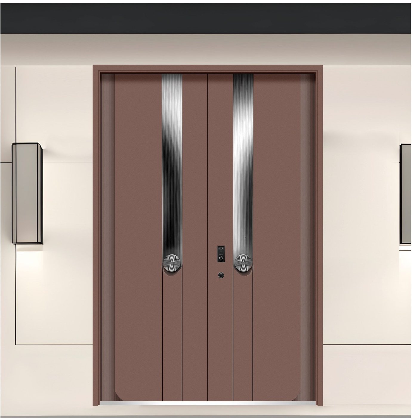 Copper brown double aluminum entry door JNW-0015