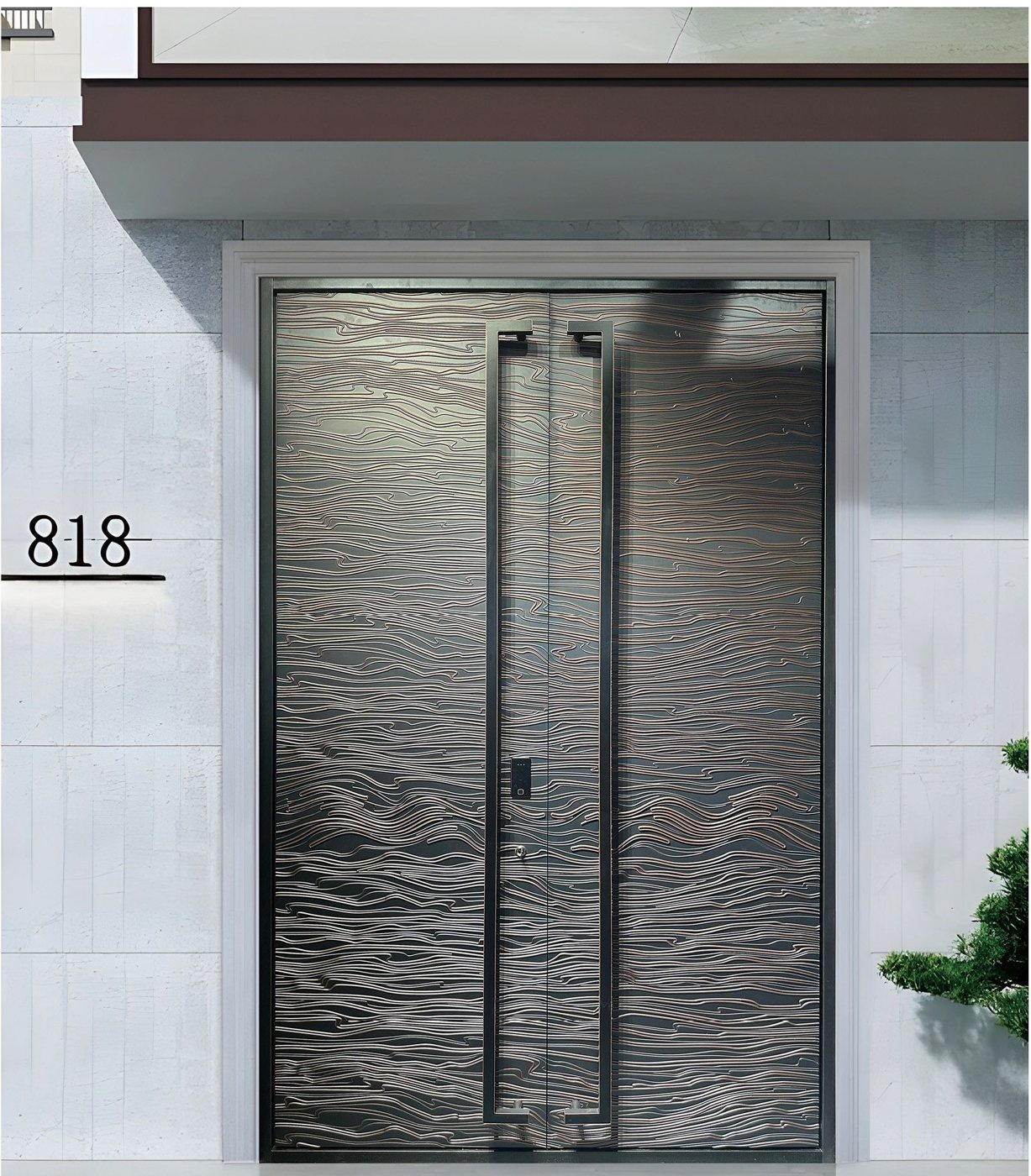 Water-ripple double aluminum entry door JNW-0021