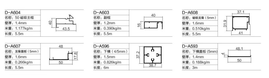 60 series aluminum wood door detail