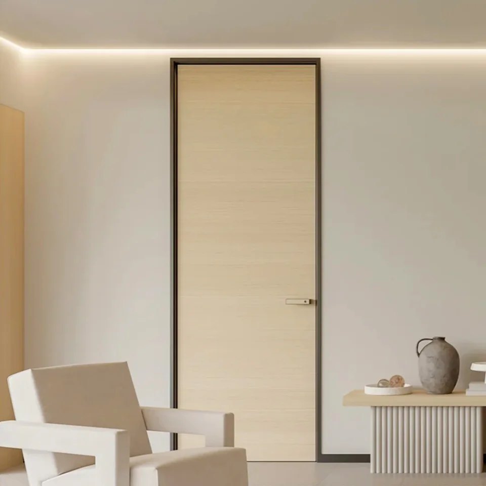 aluminum wood sliding door installed