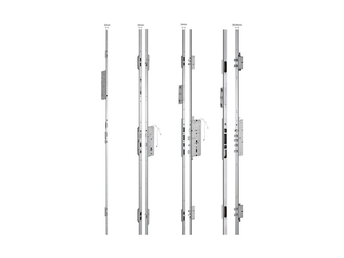 Motorised multipoint lock bodies for aluminum entry doors