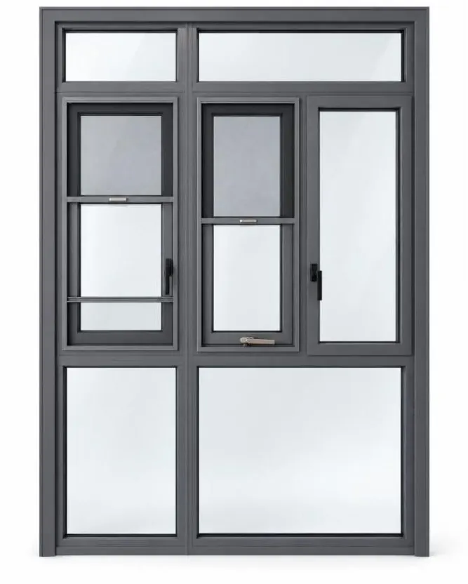55 series aluminum casement door profile elevation with transom